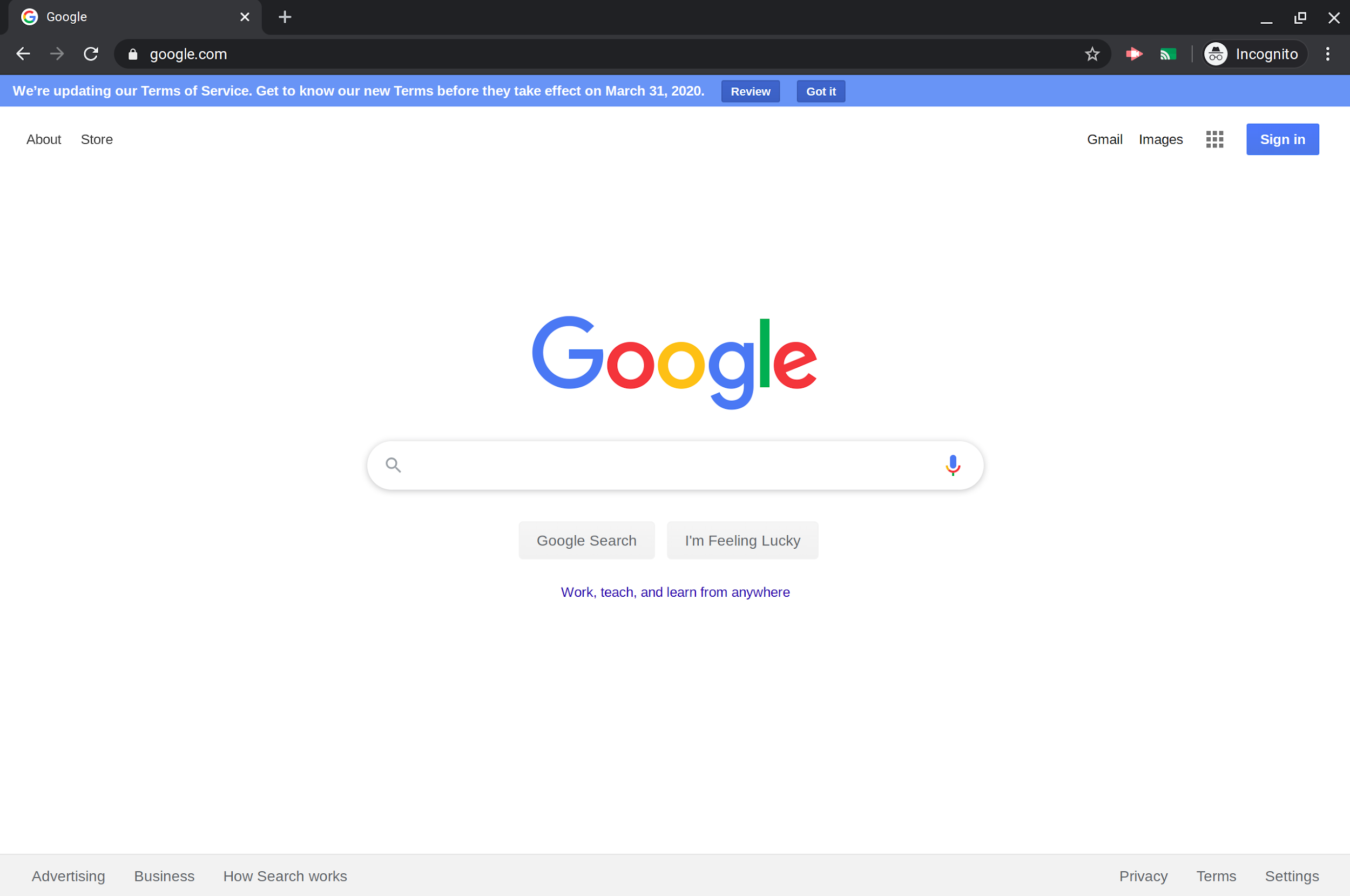 google homepage