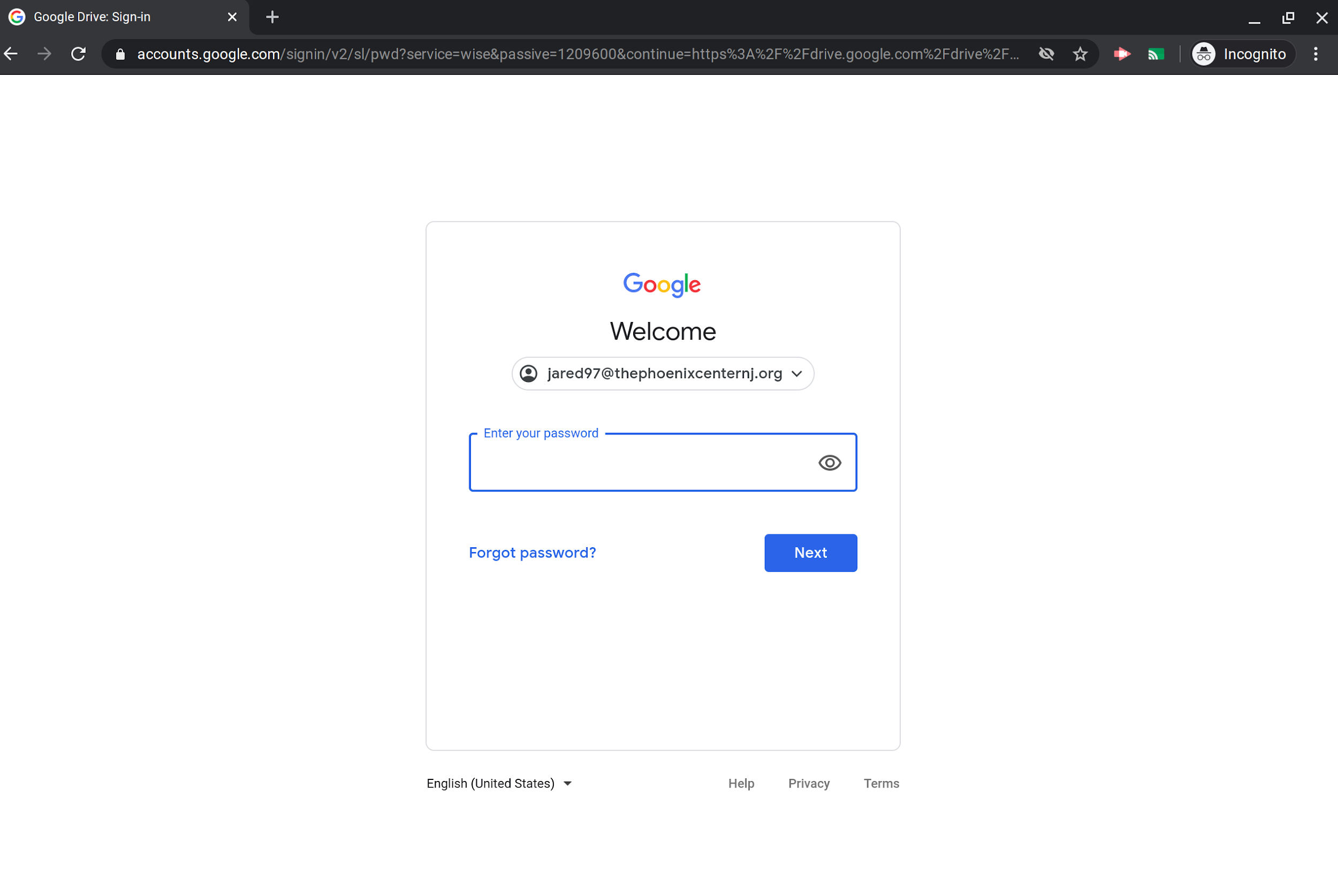 google sign-in screen